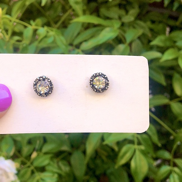 Black, Silver + Classic Clear Crystal Boho Stud Earrings - Picture 7 of 7